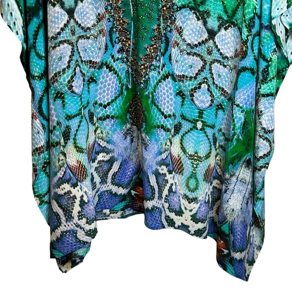 Camilla Los Pozas Short Lace Up Kaftan A Land Of Wonder 100% Silk Revolve Sequin - Picture 4 of 15